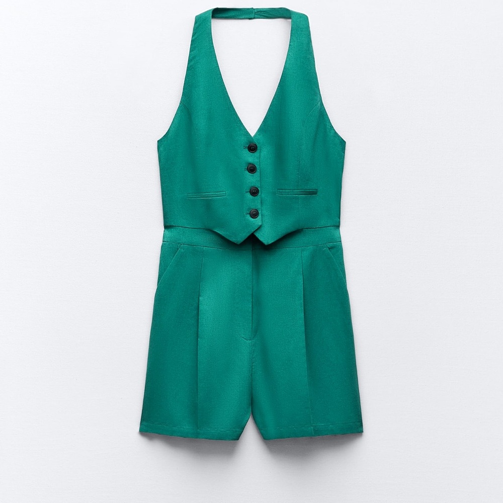 ZARA NWT SLEEVELESS LINEN BLEND JUMPSUIT